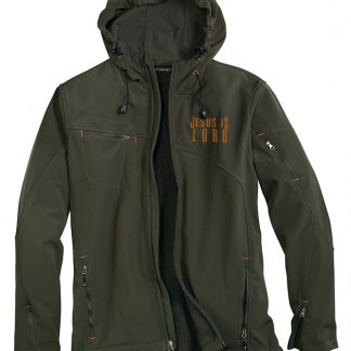 Jesus Is Lord Textured Soft Shell Hooded Rain Jacket